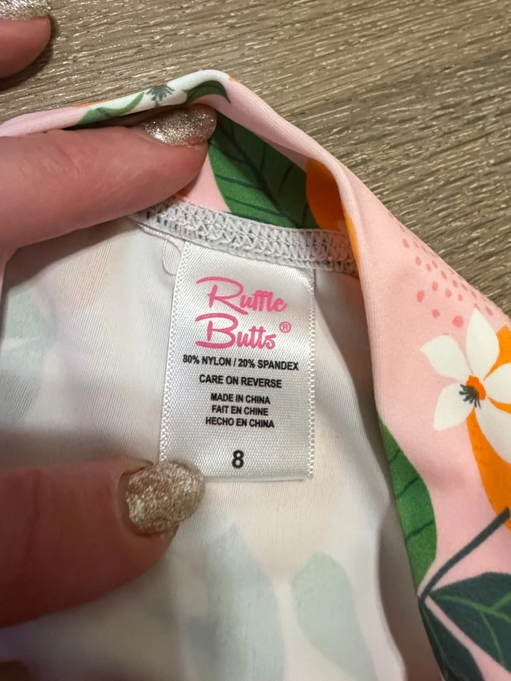 Ruffle Butts Rashguard Set Pink Orange Floral with Striped Bottoms